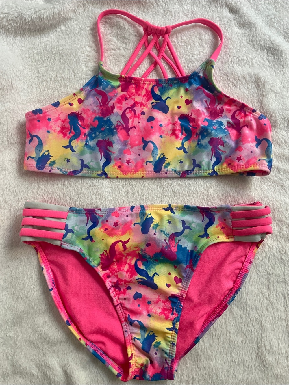 wonder nation Pink Multicolor Mermaid Print Two-Piece Swimsuit